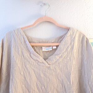Belle Beach Kim Gravel Beige 3XL Short Sleeve Starfish Cotton Blouse